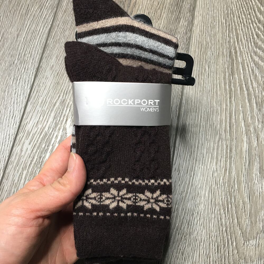 NWT Rockport Womens Brown Thermal Slipper Ankle Winter Socks